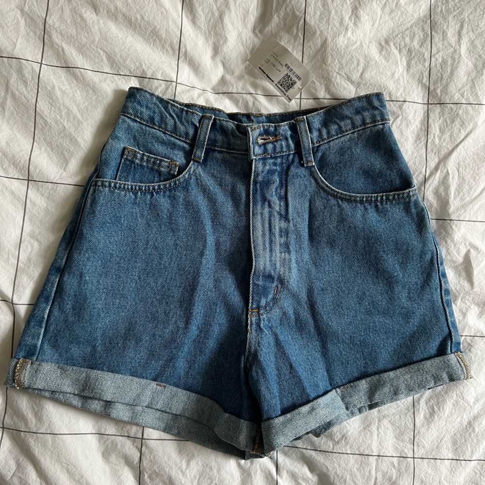 American Apparel Blue Denim Loose Cuff Shorts